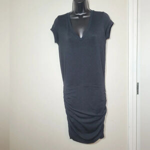 Athleta Topanga V-Neck Ruched Black Dress sz XS 983208